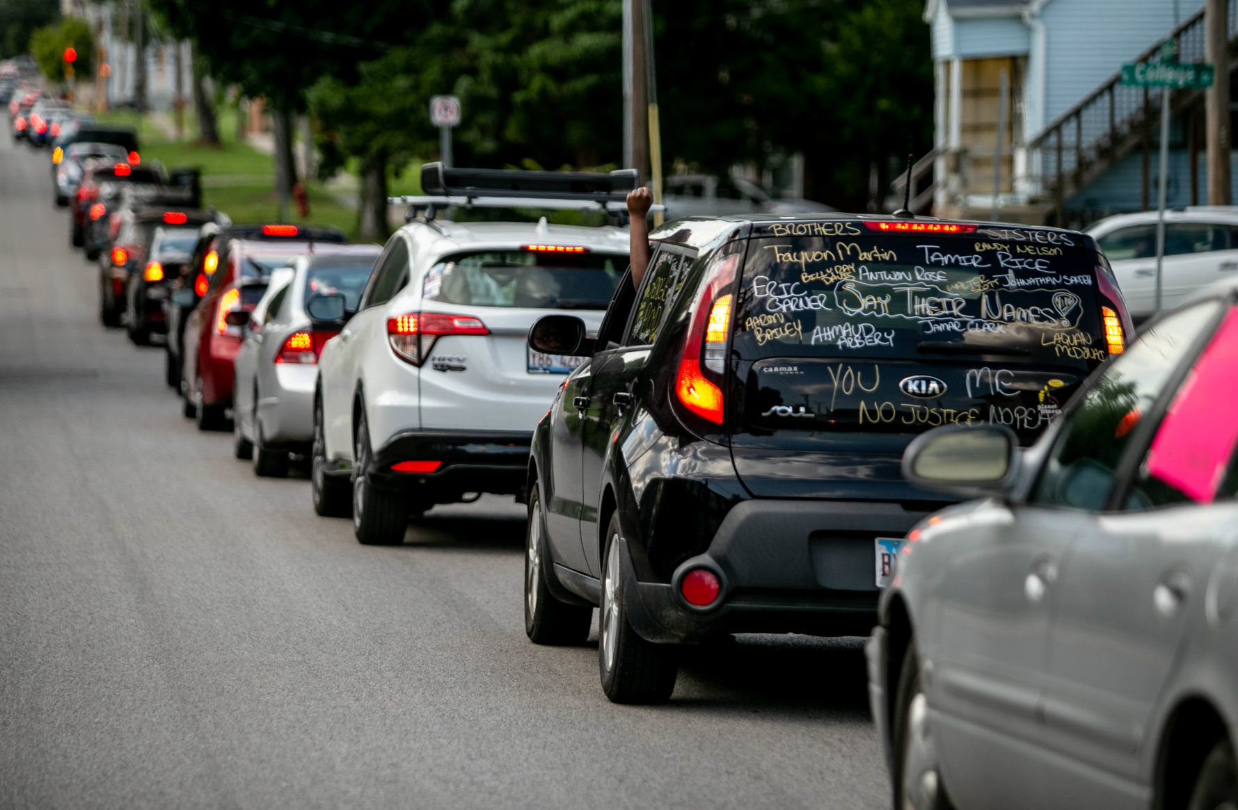 Drive-thru protest in Carbondale for George Floyd
